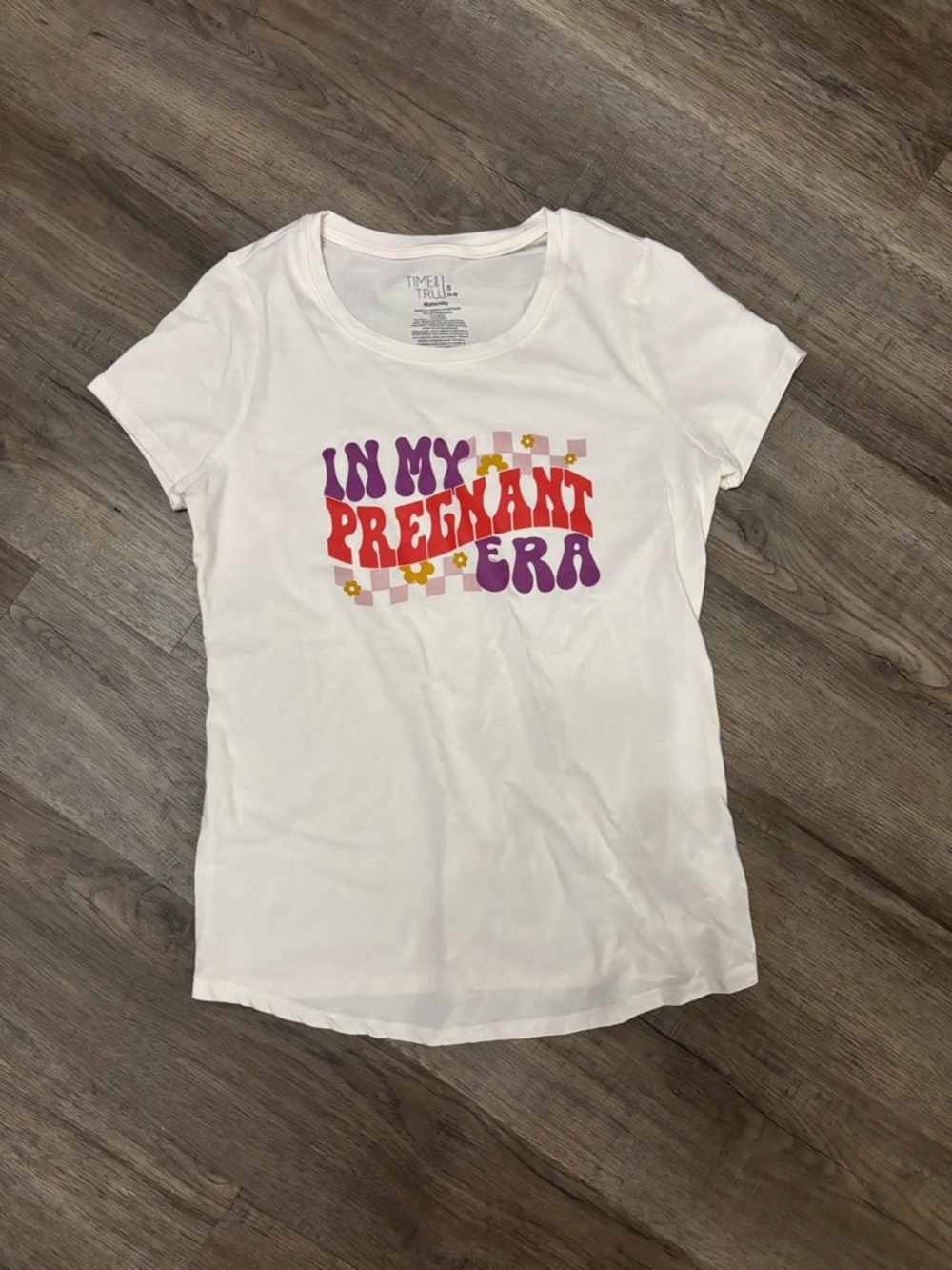 Time and Tru Light Pink Maternity Tee with Logo